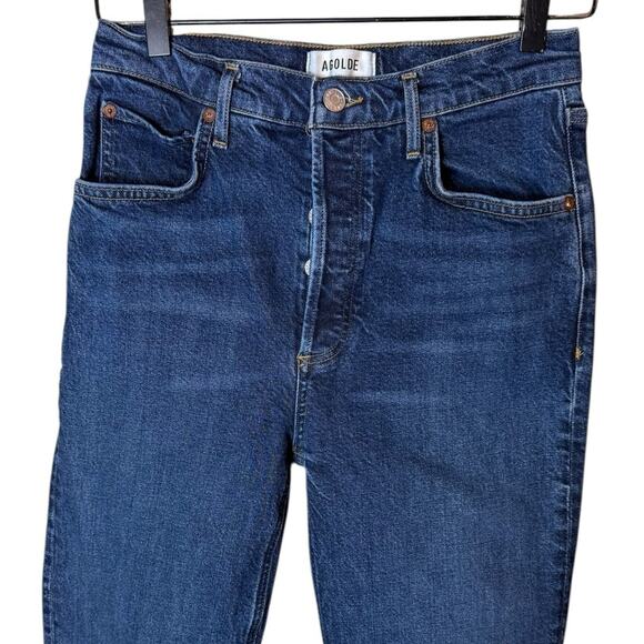 Agolde Women’s Sz 27 Riley Jeans Long High Rise Straight Stretch Button Fly - Picture 2 of 7